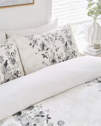 Greyscale Bird Cotton Duvet Cover Set Grey - JD Williams - Size: KING - thumbnail 3