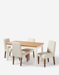 Julipa Ashford Table and 4 Everly Chairs Cream/Natural - Julipa - thumbnail 4