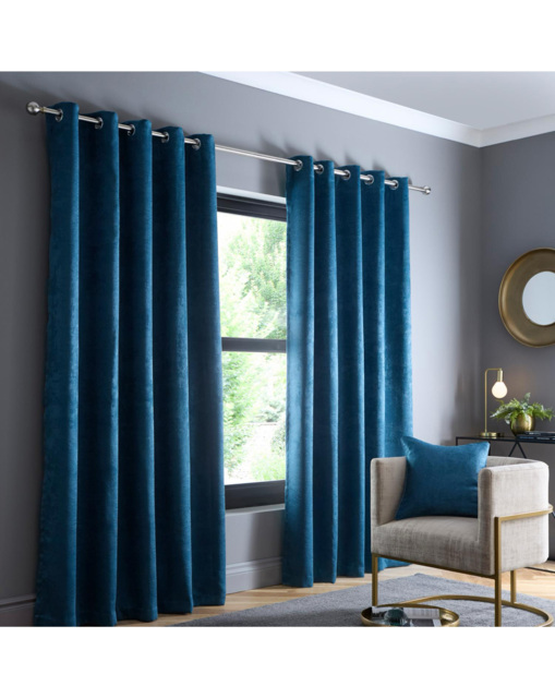 Strata Eyelet Curtains Teal - Fusion - Size: 168 x 229cm - image 1