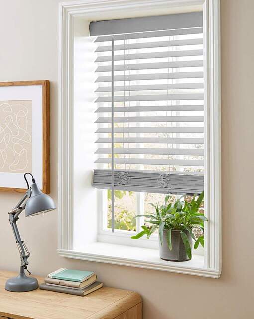 Faux Wood Venetian Blinds Grey Grey - Speedy - Size: 60X160 - image 1