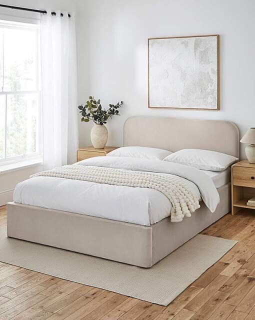 Emery Velvet Ottoman with Mattress Natural - JD Williams - Size: SINGLE - image 1