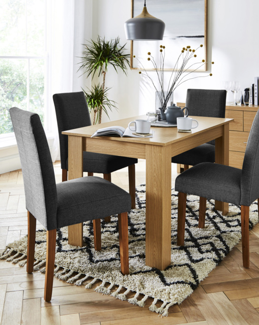 Dakota Table with 4 Ava Fabric Chairs Oak/Charcoal - image 1