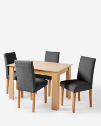 Dakota Table with 4 Ava Fabric Chairs Oak/Charcoal - thumbnail 3