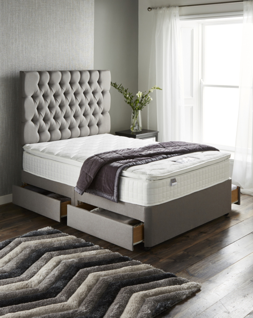 Silentnight Romano Fabric Headboard- Fab Grey - Silentnight - Size: DOUBLE - image 1