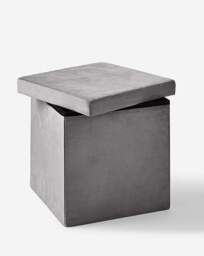 Velvet Foldable Storage Ottoman Cube Grey - JD Williams - thumbnail 2