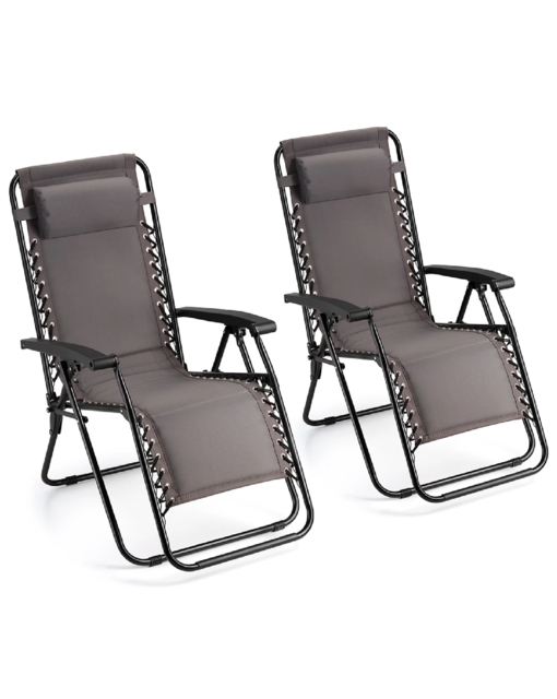 Verona Zero Gravity Chairs - Set of 2 Grey - VonHaus - image 1
