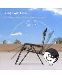 Verona Zero Gravity Chairs - Set of 2 Grey - VonHaus - thumbnail 5