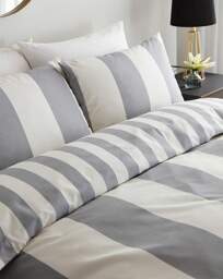 Joanna Hope Stripe Duvet Set White/Grey - Joanna Hope - Size: SINGLE - thumbnail 3