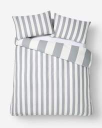 Joanna Hope Stripe Duvet Set White/Grey - Joanna Hope - Size: SINGLE - thumbnail 2