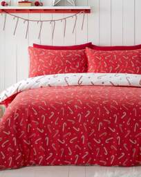 CL Christmas Candy Cane Duvet Set White - Catherine Lansfield - Size: KING - thumbnail 3