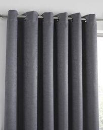Fusion Strata Eyelet Curtains Charcoal - Fusion - Size: 167 x 182cm - thumbnail 1