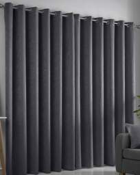 Fusion Strata Eyelet Curtains Charcoal - Fusion - Size: 167 x 182cm - thumbnail 4