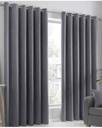 Fusion Strata Eyelet Curtains Charcoal - Fusion - Size: 167 x 182cm - thumbnail 2