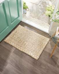 Jute Herringbone Doormat Cream/Natural - My Mat - Size: 45X75
