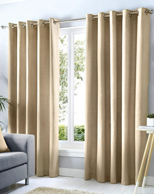 Cannes Eyelet Curtains Natural - Fusion - Size: 117 x 183cm - image 1