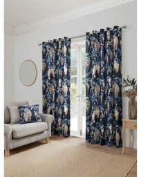 Wisteria Pair of Eyelet Curtains Navy - Dreams & Drapes - Size: 167 x 229cm - thumbnail 3