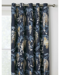 Wisteria Pair of Eyelet Curtains Navy - Dreams & Drapes - Size: 167 x 229cm - thumbnail 1