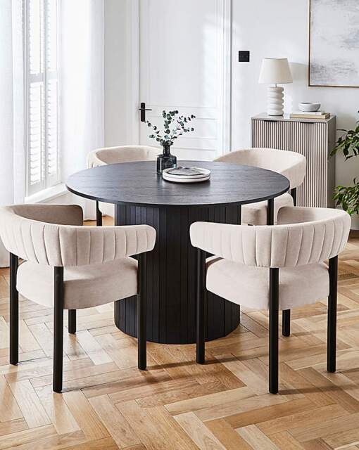 Addison Table with Lindsay Chairs Black/Natural - JD Williams - image 1