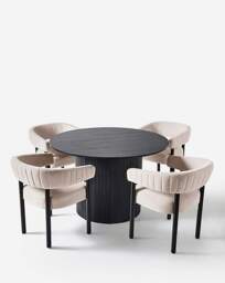 Addison Table with Lindsay Chairs Black/Natural - JD Williams - thumbnail 2