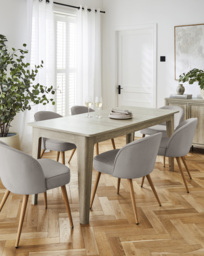 Charlotte Table with 6 Emilie Chairs Oak/Grey - JD Williams - thumbnail 1
