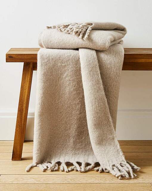 Faux Mohair Fringed Throw - Natural Natural - JD Williams - Size: 120X150 - image 1