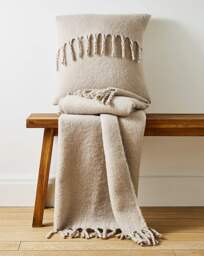 Faux Mohair Fringed Throw - Natural Natural - JD Williams - Size: 120X150 - thumbnail 3