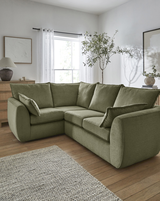Finch Chenille Left Hand Corner Sofa Green - JD Williams - image 1