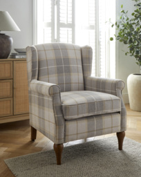 Bailey Check Wingback Armchair Natural - JD Williams