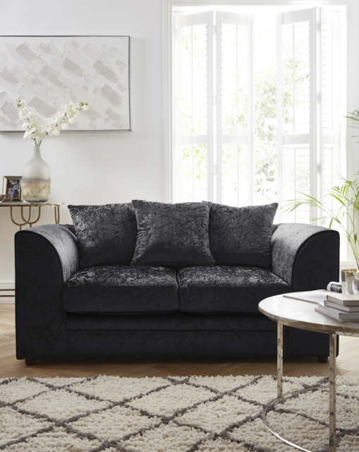 Chicago Crushed Velvet 2 Seater Sofa Black - image 1