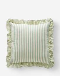 Raleigh Striped Ruffled Cushion Green - JD Williams - Size: 43X43 - thumbnail 2