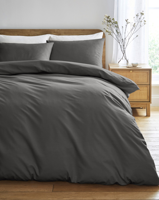 Pure Cotton 200TC Duvet Cover Charcoal - JD Williams - Size: DOUBLE - image 1