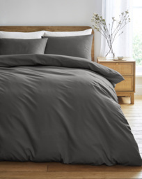 Pure Cotton 200TC Duvet Cover Charcoal - JD Williams - Size: DOUBLE
