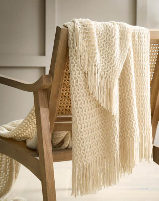 Appletree Textured Knit Throw Natural - Appletree - Size: 130X180 - image 1