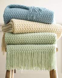 Appletree Textured Knit Throw Natural - Appletree - Size: 130X180 - thumbnail 3