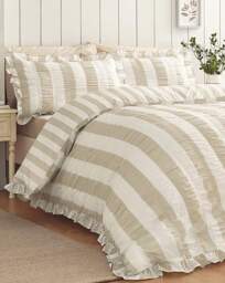 Catherine Lansfield Seersucker Duvet Set Natural - Catherine Lansfield - Size: KING - thumbnail 1