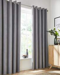 Austin Blackout Thermal Eyelet Curtains Grey - Enhanced Living - Size: 167 x 183cm - thumbnail 2