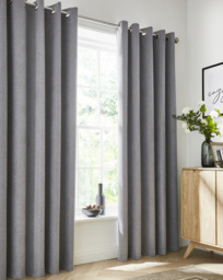 Austin Blackout Thermal Eyelet Curtains Grey - Enhanced Living - Size: 167 x 183cm - thumbnail 1