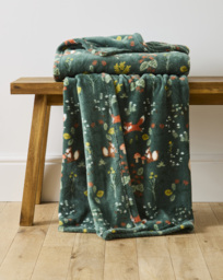 Forest Friends Fleece Throw Forest Green - JD Williams - Size: 130X150 - thumbnail 1