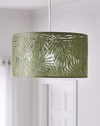 Textured Leaf Pattern Pendant Shade 40cm Green - Searchlight