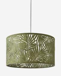 Textured Leaf Pattern Pendant Shade 40cm Green - Searchlight - thumbnail 3