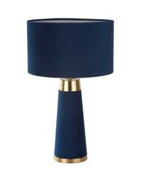 Velvet & Satin Brass Table Lamp Navy Blue - Searchlight - thumbnail 2