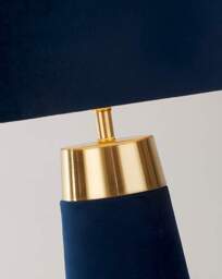 Velvet & Satin Brass Table Lamp Navy Blue - Searchlight - thumbnail 3