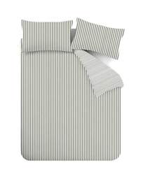 CL Brushed Stripe Duvet Cover Set GRN Green - Catherine Lansfield - Size: SINGLE - thumbnail 5
