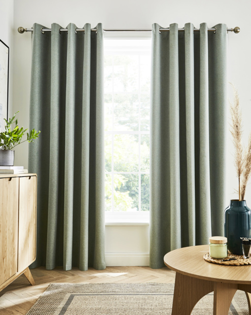 Austin Blackout Thermal Eyelet Curtains Green - Enhanced Living - Size: 117 x 229cm - image 1