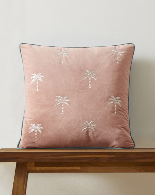 Rhodes Embroidered Palm Tree Cushion Blush - JD Williams - Size: 45X45 - image 1
