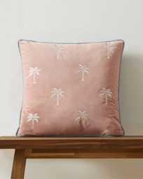 Rhodes Embroidered Palm Tree Cushion Blush - JD Williams - Size: 45X45