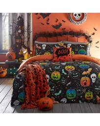 Kids Scary Pumpkins Duvet Set Black Black - Bedlam - Size: DOUBLE - thumbnail 4