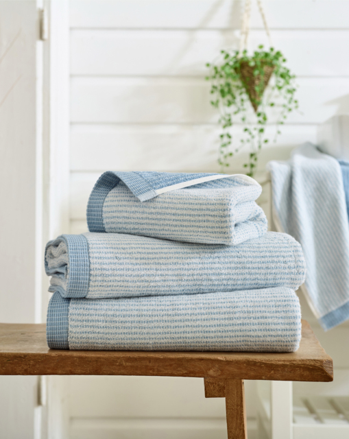 Weave Striped Cotton Towel Blue - Size: Hand Towel - image 1