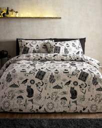Catherine Lansfield Witchcraft Duvet Set Black/Natural - Catherine Lansfield - Size: SINGLE - thumbnail 1