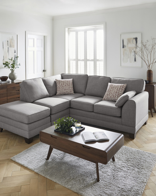 Hilliard Fabric Left Hand Corner Sofa Grey - image 1